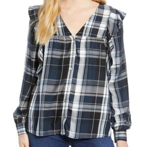 BOBEAU Cozy Blue Plaid Button Shirt (NWT) XL